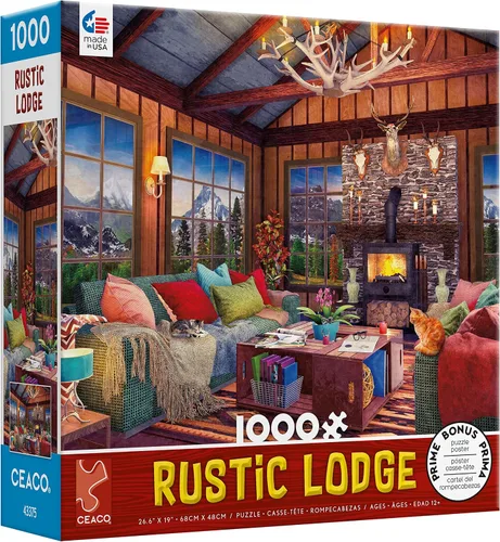 Miniatura 4 de Ceaco - Rustic Lodge - Cozy Fire - Rompecabezas de 1000 piezas, 27 x 20