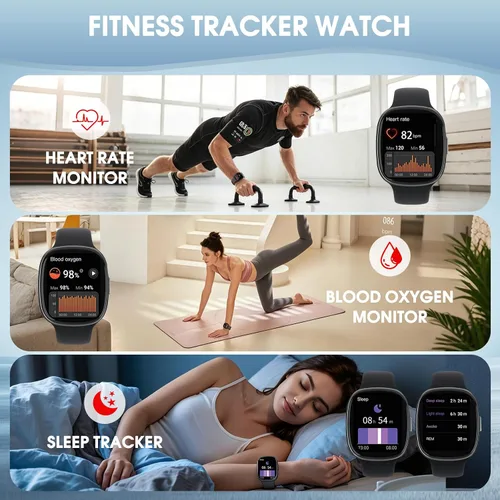 Miniatura 3 de Reloj inteligente para hombres y mujeres, reloj inteligente de llamadas Bluetooth de 1.77 pulgadas, reloj de seguimiento de actividad física