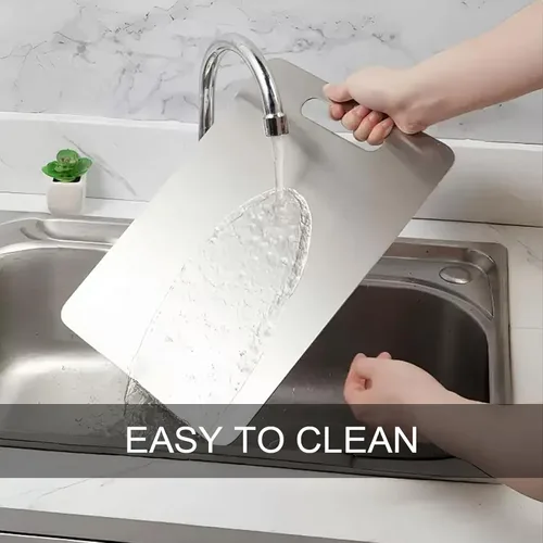 Miniatura 4 de Tabla de cortar de titanio, tablas de cortar de acero inoxidable para cocina, tablero de titanio de grado alimenticio de doble cara para cortar