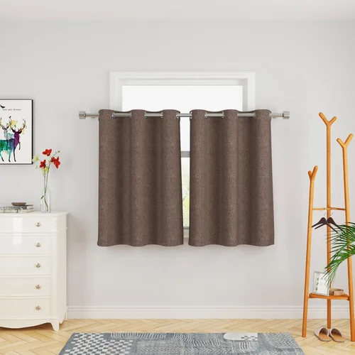 Miniatura 77 de UPOPO Cortinas de niveles de cocina negras de privacidad de lino texturizado de 24 pulgadas de largo, cortinas de café sobre el fregadero, cortinas