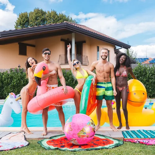 Miniatura 3 de BBTO Pelota de playa inflable con purpurina de 16 pulgadas, bolas de confeti para piscina, bolas de playa rosas para adultos, niños y niñas