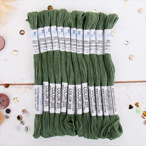 Miniatura 14 de 12 madejas ThreadArt Premium de hilo de bordar de algodón egipcio de fibra larga Gris antiguo 6 hilos divisibles de 8.75 yardas cada uno