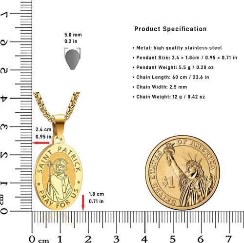 Miniatura 2 de Collar de San Miguel, San MiguelVirgen MaríaRafaelJudeCristóbalBenedictoJoséPatrickFranciscoFlorianThomasAnthony, acero inoxidable, 24