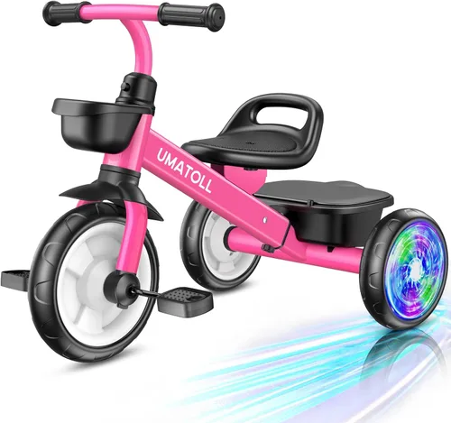 Miniatura 10 de Umatoll Triciclo para niños pequeños de 2 a 5 años, bicicleta ajustable para niños pequeños juguetes al aire libre, regalo de cumpleaños para niño