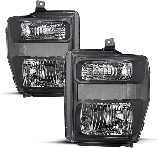 Miniatura 11 de JSBOYAT Juego de focos delanteros de repuesto con bombillas para Ford F250 F350 F450 F550 Super Duty 2008-2010. Carcasa negra con reflector