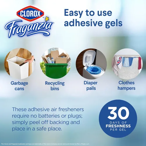Miniatura 4 de Clorox Fraganzia - Gel ambientador adhesivo para botes de basura, Lavanda con aroma a eucalipto, sin enchufe, desodorante adhesivo para botes