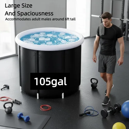 Miniatura 3 de Bañera de hielo para atletas y adultos, bañera fría de 105 galones con cubierta aislada, baño de hielo inflable para recuperación y terapia de agua
