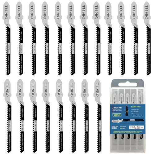 Miniatura 8 de Hojas de sierra de calar con mango en T, 20 unidades, T101BR con estuche, compatibles con Bosch Dewalt Black y Decker Juego de hojas de sierra