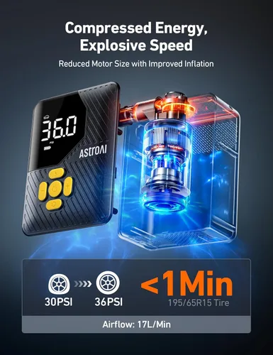 Miniatura 3 de AstroAI Compresor de aire portátil con inflador de neumáticos mini L7 y L7
