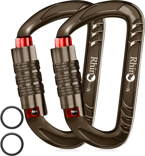 Miniatura 27 de Rhino Produxs 12kN (2697 lbs) Heavy Duty Carabiner Clips, for Securing Pets, Outdoor, Camping, Hiking, Hammock, Dog Leash Harness, Keychains Bloqueo