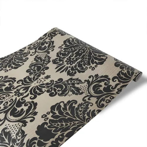 Miniatura 9 de JLHOUSE Papel tapiz de vinilo victoriano de damasco para pegar y despegar, papel tapiz autoadhesivo marrón/negro, papel extraíble para paredes