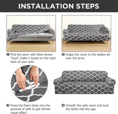 Miniatura 3 de Peryiter Juego de 1 funda de sofá gris oscuro para sala de estar, fundas de muebles para sofá y sofás, funda de sofá biplaza o sillón, protector
