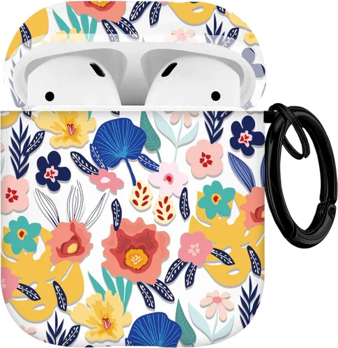 Maxjoy Funda compatible con AirPods de 2ª generación, bonita funda protectora suave con diseño de flores para AirPods Gen 1 y 2, diseño de flores