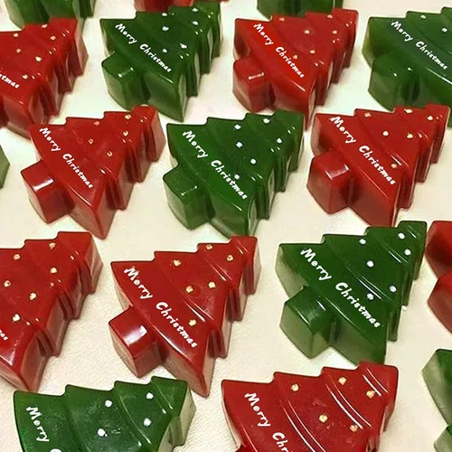 Miniatura 5 de AnyDesign Moldes de silicona de Navidad rojo y verde, molde de chocolate para árbol de Navidad, molde antiadherente para hornear fondant de Navidad