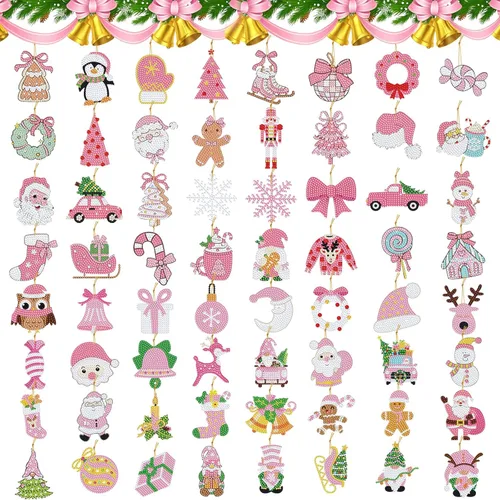 Hungdao Kits de Arte de Diamante de Navidad de 64 Piezas Adornos de Arte de Diamante Kits de Arte de Diamante de Navidad para Adultos Papá Noel