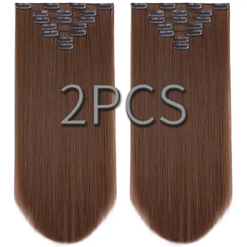 Miniatura 44 de SYXLCYGG Extensiones de cabello rubio, 2 unidades, extensiones de cabello con clip de 22 pulgadas, 5 onzas, lacio, sintético, esponjoso, rubio