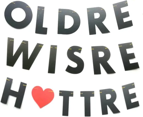 Older Wiser Hotter - Cartel divertido para fiestas de cumpleaños para adultos, suministros de fiesta de feliz cumpleaños con purpurina negra, 30,
