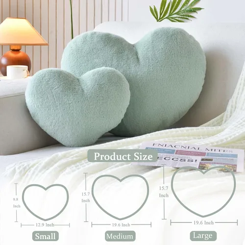 Miniatura 2 de XVTRU Almohadas de corazón verde salvia, bonita almohada decorativa de corazón, almohadas decorativas en forma de corazón para cama, almohadas