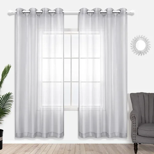 Miniatura 83 de KOUFALL Cortinas traslúcidas de 120 pulgadas de 2 paneles con ojales, juego extra largo de 10 pies de largo, cortinas altas para ventana grande, 52