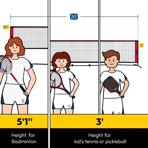 Miniatura 2 de A11N SPORTS Badminton Net - Height Adjustable Volleyball Net for Junior Tennis, Soccer Tennis & Kids - Portable Driveway Pickleball Net for Indoor &