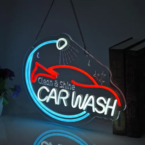 Miniatura 3 de Letrero de neón para lavado de autos, luces de neón para colgar en la pared, decoración artística para estaciones de servicio, servicio comercial