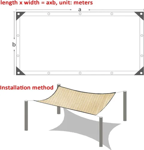 Miniatura 8 de Toldo rectangular beige para toldo de tela para patio al aire libre, refugio de tela, protección UV, 3.3 x 32.8/9.8 x 9.8/26 x 42.6 pies, malla
