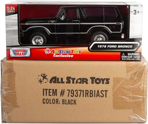 Miniatura 6 de 1978 Bronco 1:24 Modelo de Coche Fundido SUV SUT Negro con Cap Truck Motormax 79371