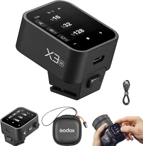 Godox X3N TTL Disparador de flash inalámbrico, transmisor de flash de pantalla táctil para cámaras Nikon, batería incorporada (versión de