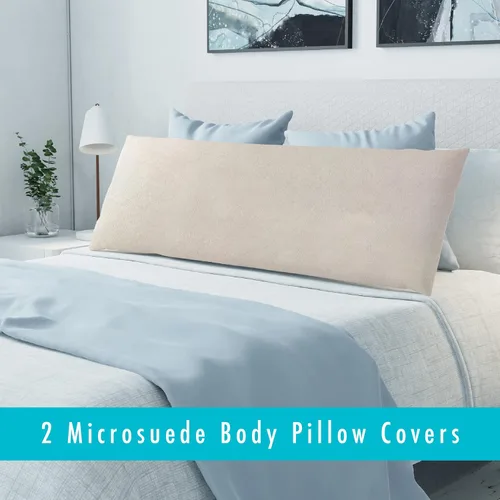 Miniatura 2 de Fresh Ideas Funda de almohada corporal de microfibra, 20 x 54 pulgadas, marfil, paquete de 2