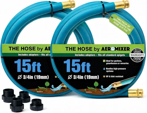 Miniatura 10 de Aeromixer THE HOSE - Manguera de jardín de 1 pulgada de 15 pies con juego de adaptadores para espitas de 3/4, mangueras de jardín comerciales sin