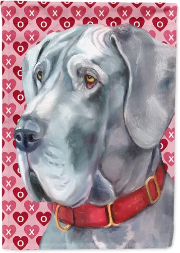 Miniatura 163 de Caroline's Treasures SS4484GF Bandera de jardín con diseño de bulldog inglés y corazones para el Día de San Valentín, bandera decorativa para patio
