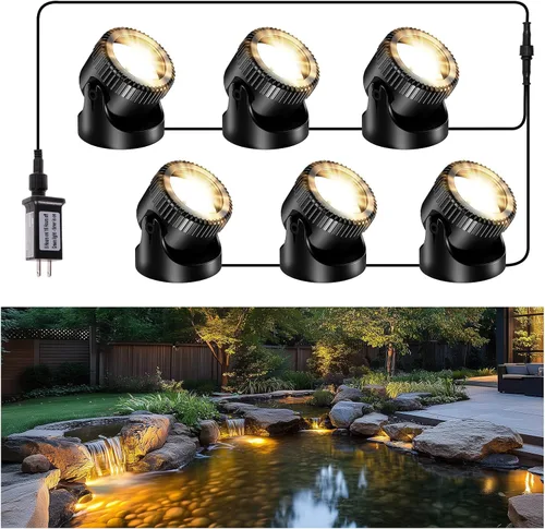 Miniatura 9 de POPOSOAP Luces de estanque, 4 en 1, luces de estanque subacuáticas blancas cálidas, focos LED impermeables IP68 para paisajismo para estanque