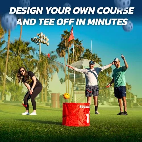 Miniatura 3 de bucketgolf Game The Original Ultimate Backyard Lawn Golf Game para la familia, adultos y niños – Campo de golf portátil de 6 hoyos para jugar al