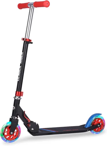 Miniatura 8 de Kick Scooter - Scooter portátil plegable para niños, diseño plegable ligero con alta visibilidad RGB iluminado LED en ruedas Rojo RGB