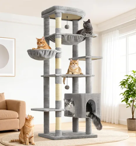 Miniatura 11 de Made4Pets - Árbol alto para gatos, torre de árbol de gato de 71 pulgadas para gatos de interior grande y adulto, torre de felpa de varios niveles
