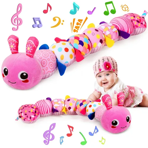 KMUYSL Juguetes para bebés de 0-6 y 6-12 meses, juguete musical sensorial con animal de peluche para 0 1 2 3 4 5 6+ meses, juguete de peluche con
