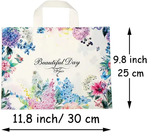 Miniatura 3 de 50 bolsas de plástico de 9.8 x 11.8 pulgadas, bolsas de compras al por menor, bolsas de boutique con asas, hermoso día (más patrones disponibles)