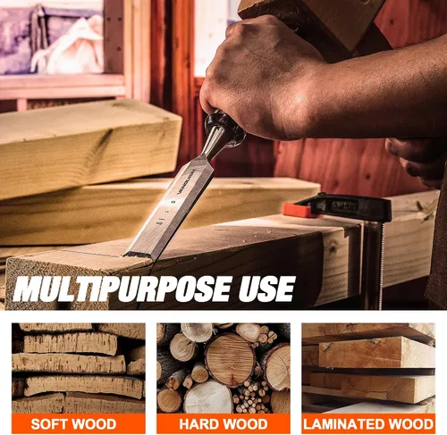 Miniatura 7 de VANQUISH Cincel de madera de alto impacto con hoja forjada de una pieza cincel de embutir de 3/4 pulgadas para carpintería (4605)