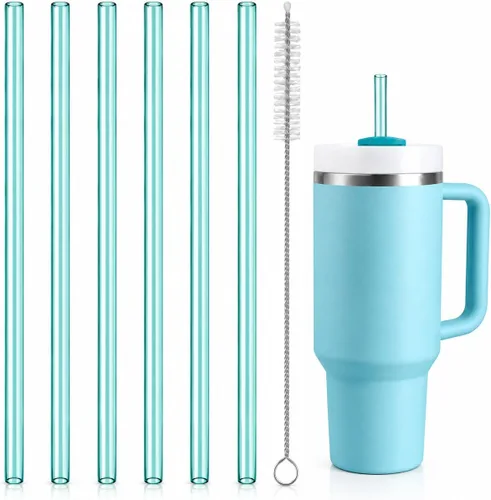 Miniatura 14 de Popote de repuesto compatible con vaso Stanley Quencher de 40 onzas, popotes de plástico reutilizables extra largos de 12 pulgadas para taza de 40