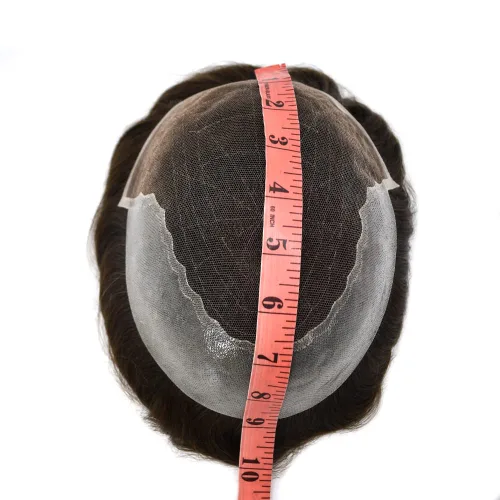 Miniatura 6 de Pieza de pelo Toupee para hombres Sistema de cabello real Sistema de encaje francés para hombre Toupee Sistema de reemplazo de pelo Protesis Capilar