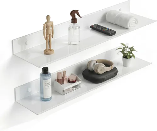 Miniatura 13 de Z metnal Estantes decorativos pequeños, mini estante flotante de exhibición de pared para altavoces inteligentes coleccionables, aluminio, montaje