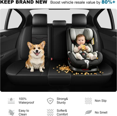 Miniatura 8 de DISUTOGO Fundas de asiento compatibles con Nissan Sentra 2008-2022: Juego completo de fundas de asiento de automóvil de cuero impermeables, cojines