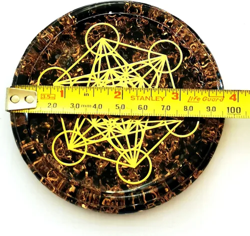 Miniatura 5 de Grande 4 "cristales de obsidiana Metatron's Cube Merkaba Coaster Placa de carga de agua Cúpula de energía