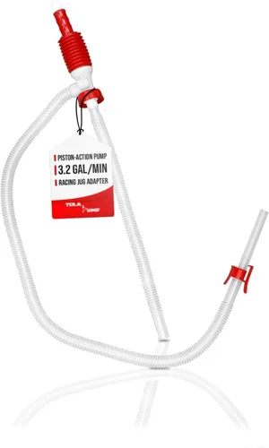 Miniatura 10 de TERA PUMP Bomba de transferencia de combustible portátil manual, manguera de descarga de 2.2 pies, clip integrado en la boquilla, bomba de sifón