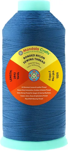 Miniatura 24 de Mandala Crafts - Hilo de nailon para coser cuero, tapicería, mezclilla y para trenzar el pelo; resistente, 1500 yardas, tamaño 69 T70 Marrón