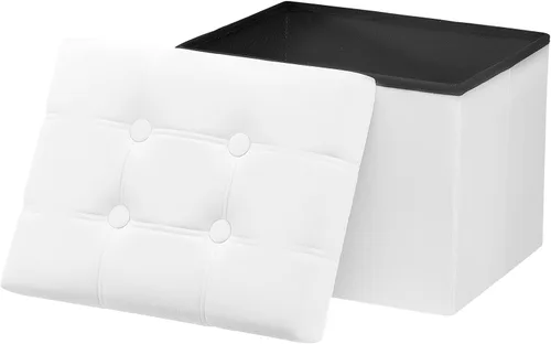 Miniatura 12 de AmasSmile Otomana de Almacenamiento con Reposapiés, Banco Reposapiés de Terciopelo de 17 pulgadas, Otomana Corta Negra, Pequeña Otomana Plegable