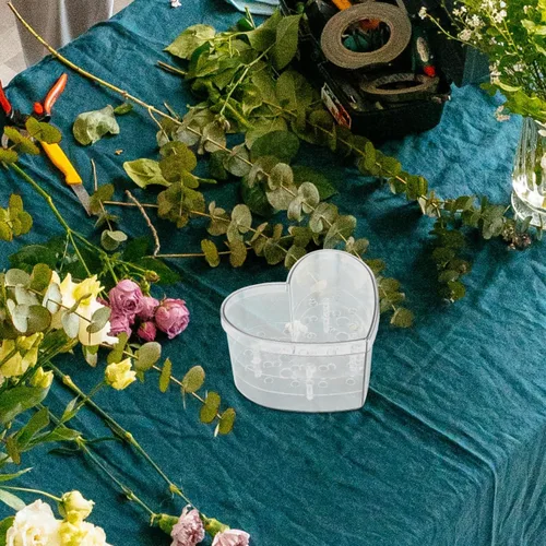 Miniatura 3 de Alipis - Caja de flores en forma de corazón, caja de flores de acrílico transparente para arreglos florales, en forma de corazón transparente