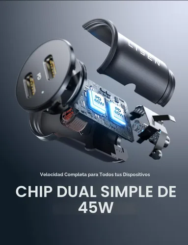 Miniatura 7 de LISEN Cargador de coche USB C de 90 W para iPhone 17, cargador de automóvil de 40 W, carga rápida, 2 puertos PD 45 W y cargador USB QC 3.0