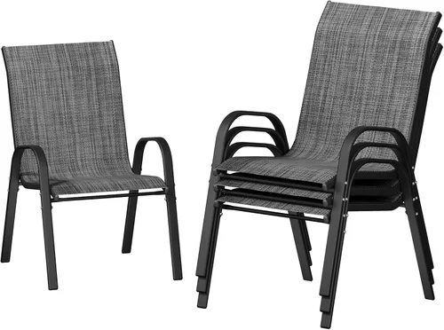 Miniatura 20 de UDPATIO Patio Chairs Set of 2, Stackable Silver Outdoor Dining Chairs with High Back, Breathable Textilene Fabric Outdoor Chair All Weather, for