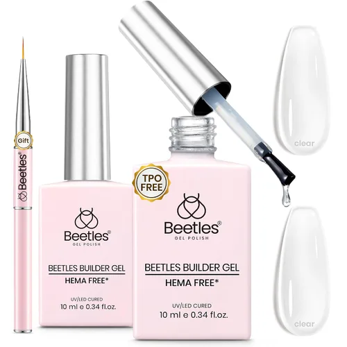 Miniatura 9 de Beetles Gel Constructor para Uñas, 3 Piezas de Gel Constructor de Uñas Transparente con Base y Capa Superior para Fortalecimiento de Uñas